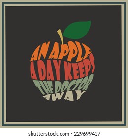 Vintage apple word collage An apple a day keeps the doctor away