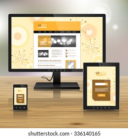Vintage application template design for corporate identity with creative flowers and art round elements. Stationery set