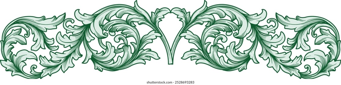 Antiguas Arabesque Damask diseño victoriano del Vector del marco del borde aislado en fondo transparente. Flor, filigrana, elemento decorativo ornamental barroco