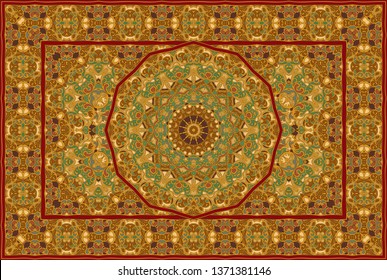 Vintage Arabic pattern. Persian colored carpet. Rich ornament for fabric design, handmade, interior decoration, textiles.