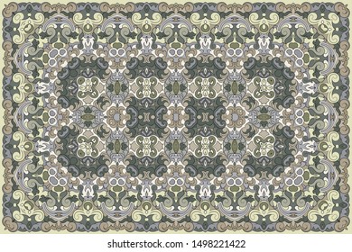 Vintage Arabic pattern. Persian colored carpet. Rich ornament for fabric design, handmade, interior decoration, textiles.