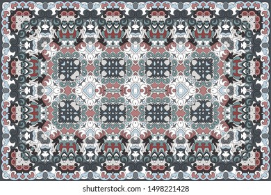 Vintage Arabic pattern. Persian colored carpet. Rich ornament for fabric design, handmade, interior decoration, textiles.