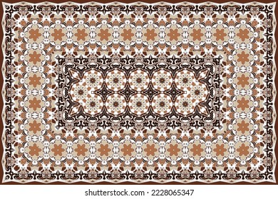 Vintage Arabic pattern. Persian colored carpet. Rich ornament for fabric design, handmade, interior decoration, textiles.