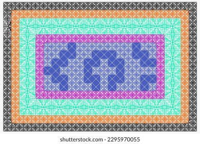 Vintage Arabic pattern. Persian colored carpet. Rich ornament for fabric design, handmade, interior decoration, textiles. Abstract background.