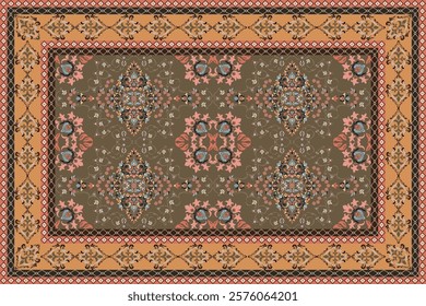 Vintage Arabic pattern.Persian colored carpet.Rich ornament for fabric design,handmade,interior decoration,textiles.Abstract design of persian carpet with geometric ornament.Moroccan style background.