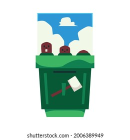 Vintage arcade game slot machine cartoon icon or symbol, flat vector illustration isolated on white background. Casino gambling play console colorful sign.