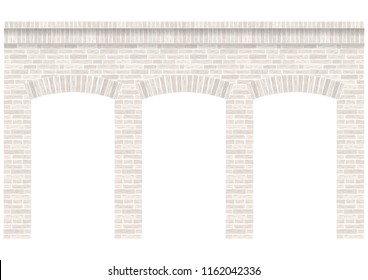 Vintage arcade of the masonry. Wall and facade of the old brick. Vector graphics