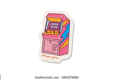 Vintage arcade video game sticker design