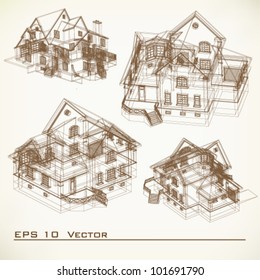 Vintage architectural background. Part of architectural project, architectural plan, technical project, drawing technical letters, architect at work, Architecture planning on paper, construction plan