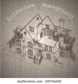 Vintage architectural background. Part of architectural project, architectural plan, technical project, drawing technical letters, architect at work, architecture planning on paper, construction plan