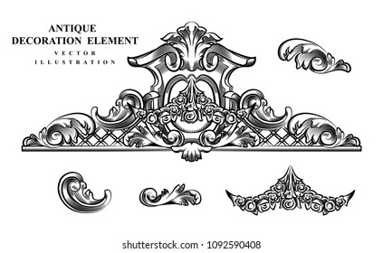 Vintage architectural Decoration elements for design. Vector illustration.