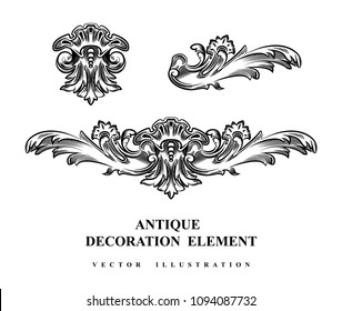 Vintage architectural Decoration elements for design. Vector illustration.