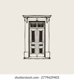 Vintage Architectural Door Illustrations Set — Hand Drawn Gothic Baroque Neoclassical Doorways