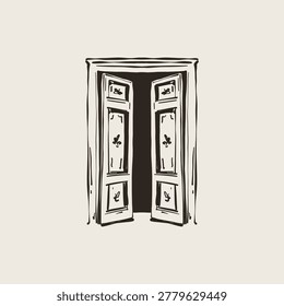 Vintage Architectural Door Illustrations Set — Hand Drawn Gothic Baroque Neoclassical Doorways