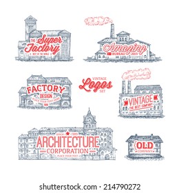 Vintage Architecture Logo Designs Set