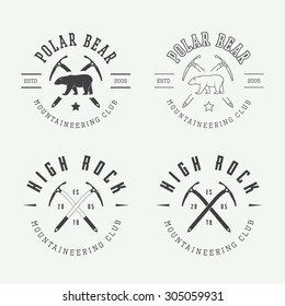 Vintage arctic mountaineering logos, badges, emblems and design elements. Vector illustration