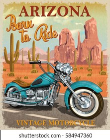 Vintage Arizona Motorcycle Poster.