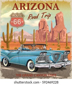 Vintage Arizona road trip poster.