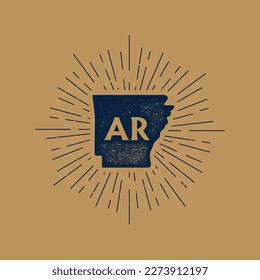 Vintage Arizona, USA map with grunge texture and emblem. Arizona vintage print for t-shirt. Trendy Hipster design. Vector illustration