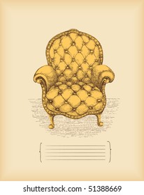 vintage armchair -drawing -vector