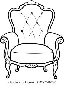 Vintage Armchair furniture , Vintage Armchair vector , Vintage Armchair line art