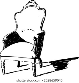 Vintage armchair . Interior object in hand drawn doodle style vector illustration