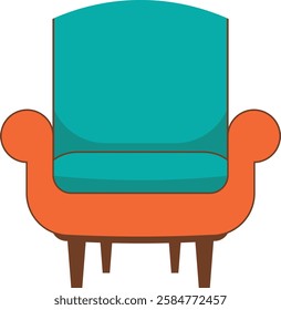 Vintage armchair. Lounge chair. Home interior. Isolated vector illustration.
