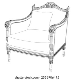 Vintage armchair vector set. Baroque and classic style sketches for luxurious home interiors. Ideal for traditional furniture enthusiasts.