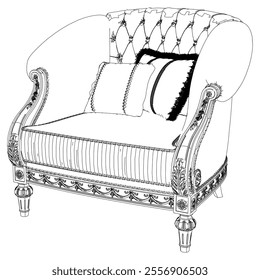 Vintage armchair vector set. Baroque and classic style sketches for luxurious home interiors. Ideal for traditional furniture enthusiasts.