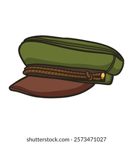 vintage army hat illustration design, hand drawn doodle vector