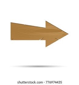 Vintage arrow wood isolated. Arrow wooden timber pointer, direction signboard. Vector illustration