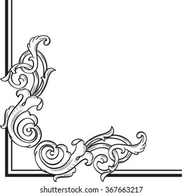 Vintage art corner element isolated on white