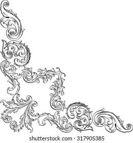 Vintage art corner element is on white