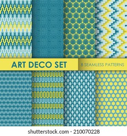 Vintage Art Deco Background Set - 8 seamless patterns for design and scrapbook - in vector