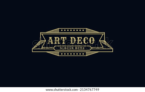 Vintage in art deco badge logo design. Retro style\
graphic design