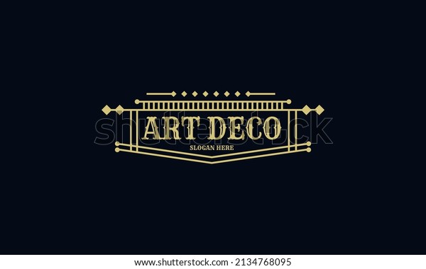 Vintage in art deco badge logo design. Retro style\
graphic design