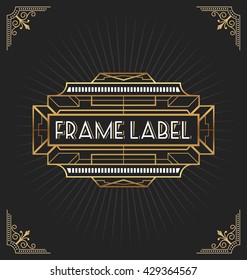 Vintage art deco frame for decorative design, invitation, banner. Vector illustration