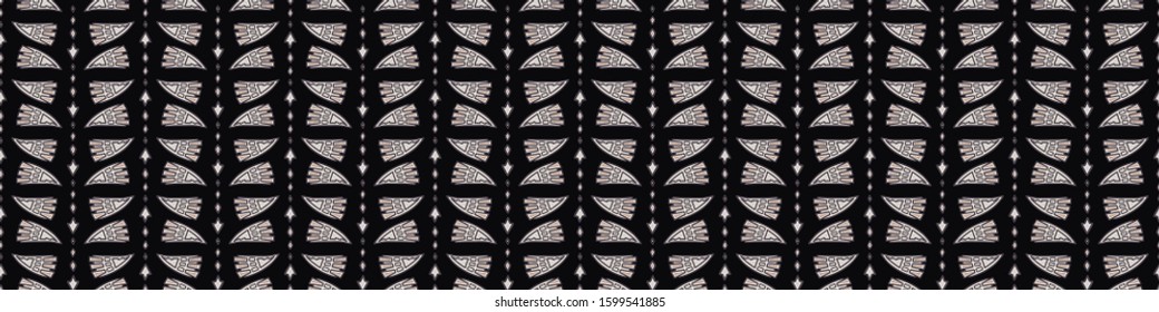 Vintage art deco jewel motif banner. Vector seamless border pattern. Stylised 1920s style geometric flourish damask background. Hand drawn ornate classic decor ribbon trim edge. Ornamental flourish.