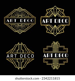 Vintage Art Deco Logo Pack Vol.1 contains four art deco logo labels in unique abstract emblem style suitable for any businesses. EDITABLE vector File