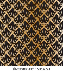 Vintage Art Deco Pattern. Geometric decorative with circles texture. Golden retro background. May be used for laser cut and stencil.