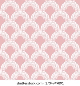 Vintage art deco seamless pattern. Geometric decorative texture pink color