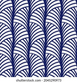 Patrón inquebrantable Art Decó. Textura decorativa geométrica. Diseño geométrico minimalista. Ilustración de flores de líneas azules vectoriales.