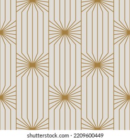 Vintage Art Deco Nahtlose Muster. Geometrische Formen der Linienkunst in Gold. Moderne Ornamente, Vektorgrafik. Gatsby-Retro-eleganter Hintergrund für Stoff, Tapete oder Umhüllung