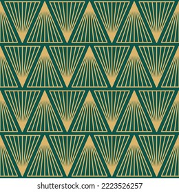 Vintage Art Deco Seamless Pattern. Line art geometric gold shapes. Modern ornaments vector illustration. Gatsby retro elegant background for fabric, wallpaper or wrapping