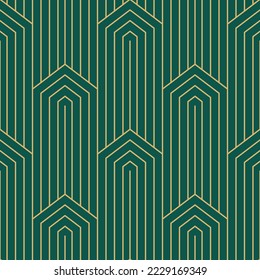 Vintage Art Deco Seamless Pattern. Line art geometric gold shapes. Modern ornaments vector illustration. Gatsby retro elegant background for fabric, wallpaper or wrapping