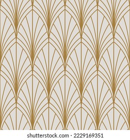 Vintage Art Deco Seamless Pattern. Line art geometric gold shapes. Modern ornaments vector illustration. Gatsby retro elegant background for fabric, wallpaper or wrapping