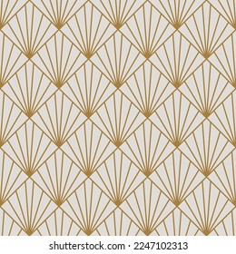 Vintage Art Deco Nahtlose Muster. Geometrische Formen der Linienkunst in Gold. Moderne Ornamente, Vektorgrafik. Gatsby-Retro-eleganter Hintergrund für Stoff, Tapete oder Umhüllung