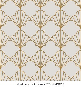 Vintage Art Deco Seamless Pattern. Line art geometric gold shapes. Modern ornaments vector illustration. Gatsby retro elegant background for fabric, wallpaper or wrapping