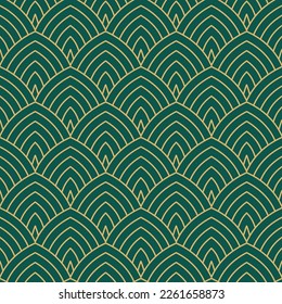 Vintage Art Deco Seamless Pattern. Line art geometric gold shapes. Modern ornaments vector illustration. Gatsby retro elegant background for fabric, wallpaper or wrapping