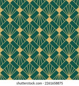 Vintage Art Deco Seamless Pattern. Line art geometric gold shapes. Modern ornaments vector illustration. Gatsby retro elegant background for fabric, wallpaper or wrapping